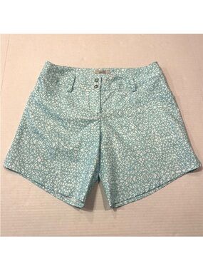 Adidas Golf Shorts 7" Inseam Double Snap Waist Aqua Blue White Women’s 2  NWOT‎